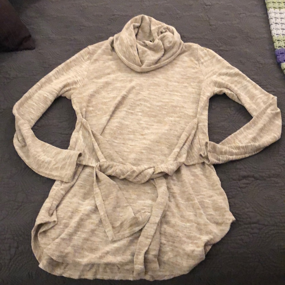 Cowl neck long sweater